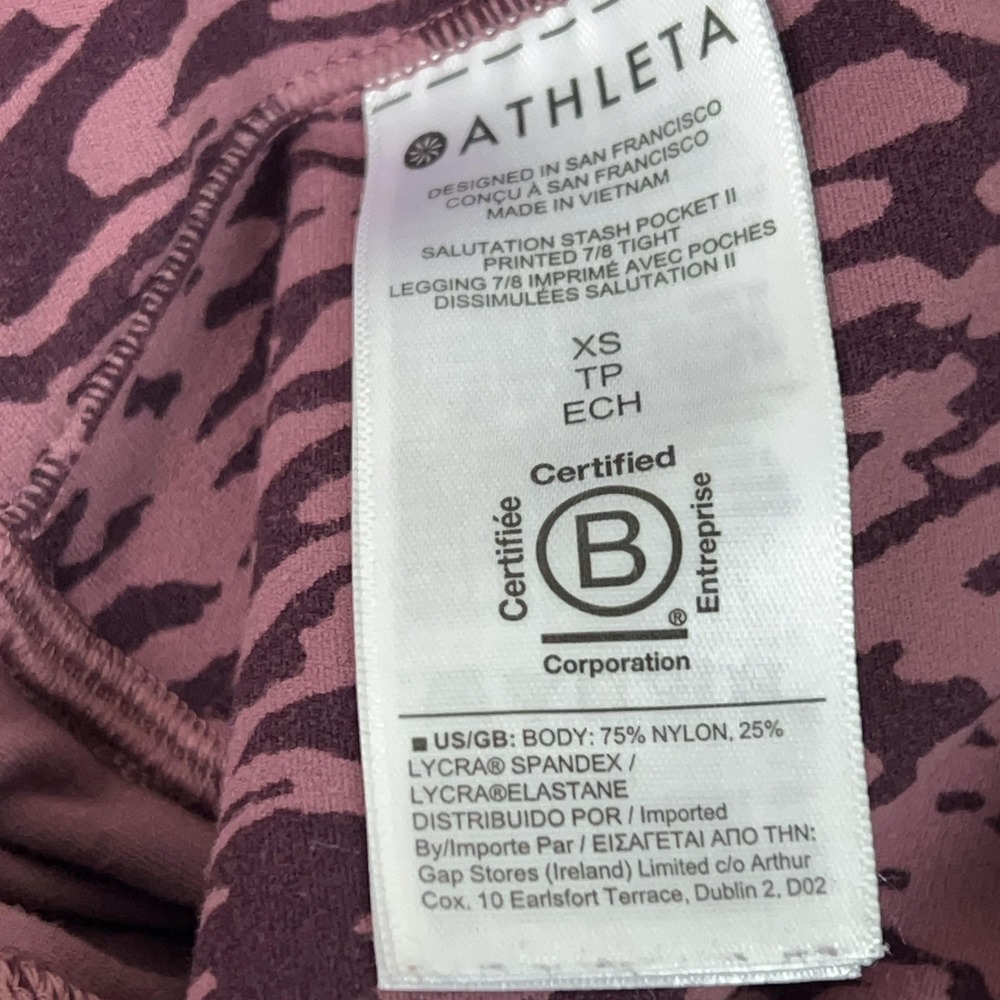 Athleta Pants Womens XS Red Salutation Stash Pocket II High Rise Leggings Gym - Picture 9 of 11
